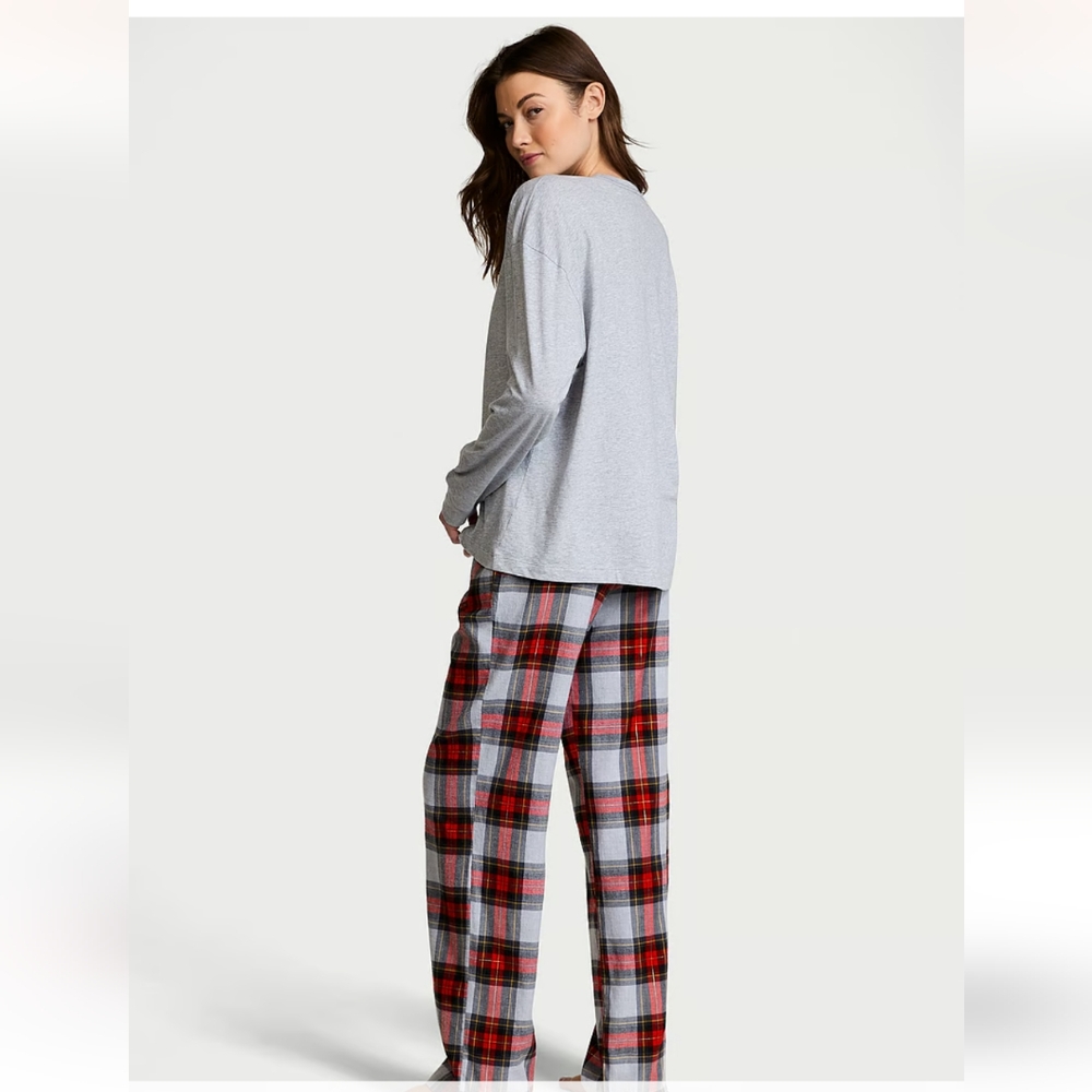 New Victoria secret Flannel Long-Sleeve Tee-Jama Set - Picture 2 of 5